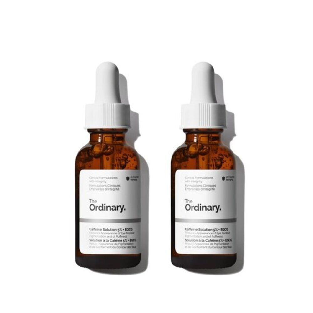 2 Packs of The Ordinary Caffeine Solution 5% + EGCG, Depuffing Eye Serum 2 oz